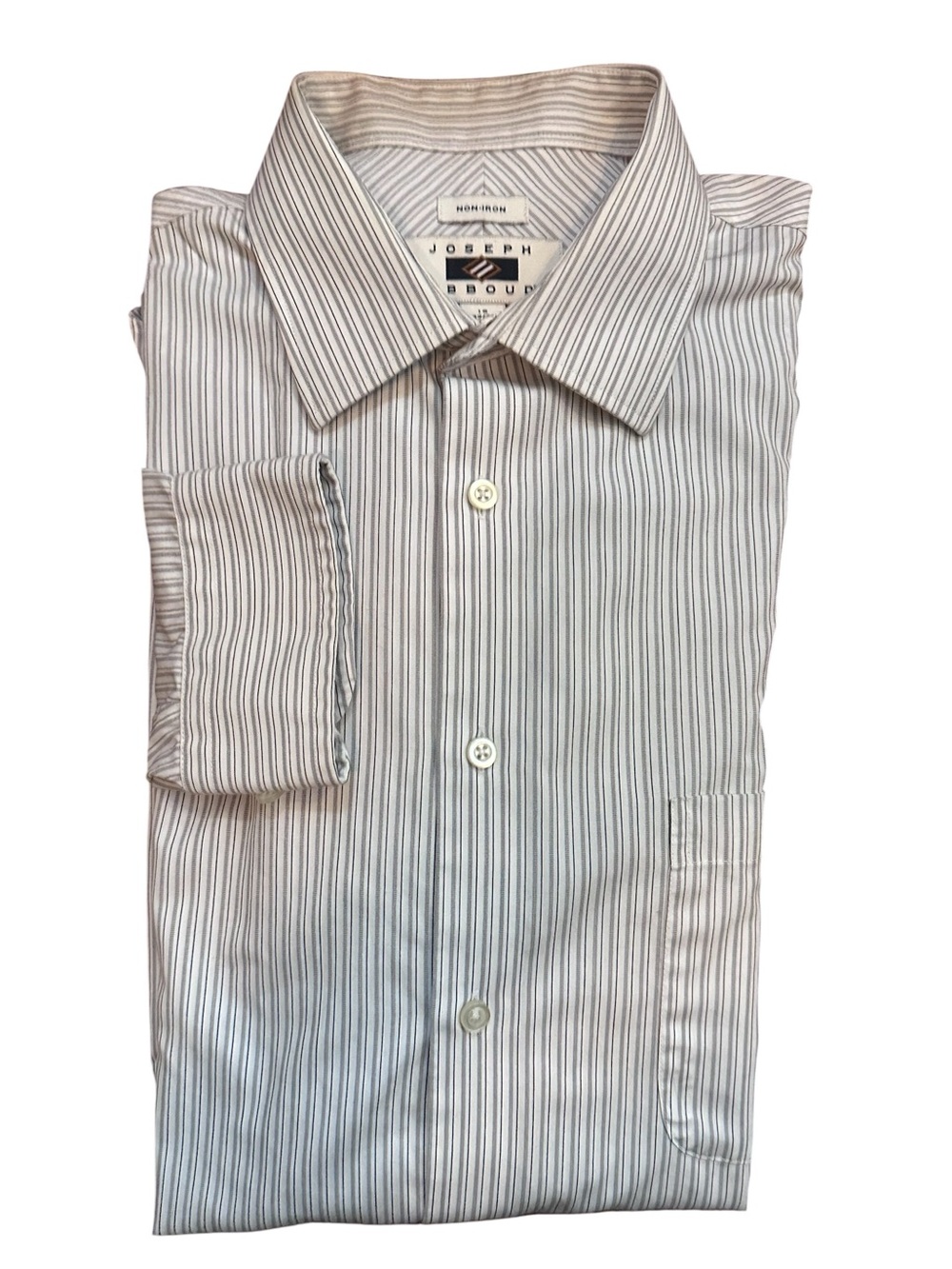 Joseph Abboud Slim Fit Vertical Stripe Dress Shirt in White and Gray